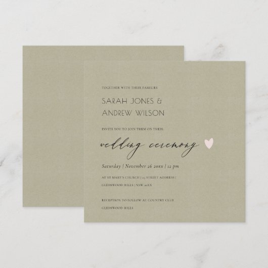 EENVOUDIGE ELEGANT GOLD KRAFT TYPOGRAPHY WEDDING KAART (Voorkant / Achterkant)