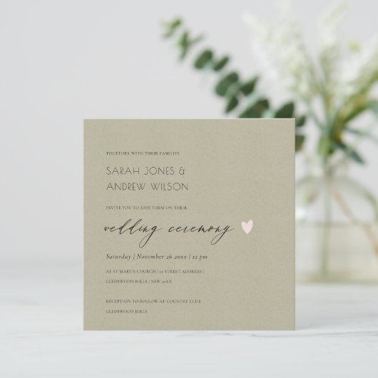 EENVOUDIGE ELEGANT GOLD KRAFT TYPOGRAPHY WEDDING KAART (Staand voorkant)