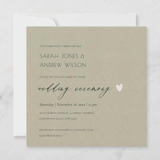 EENVOUDIGE ELEGANT GOLD KRAFT TYPOGRAPHY WEDDING KAART (Voorkant)
