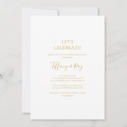 Eenvoudige Elegant Gold Let's Celebrate Invitation Kaart (Voorkant)