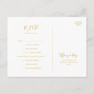 Eenvoudige Elegant Gold Menu Keuze RSVP-kaart