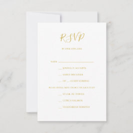 Eenvoudige Elegant Gold Menu Keuze RSVP-kaart