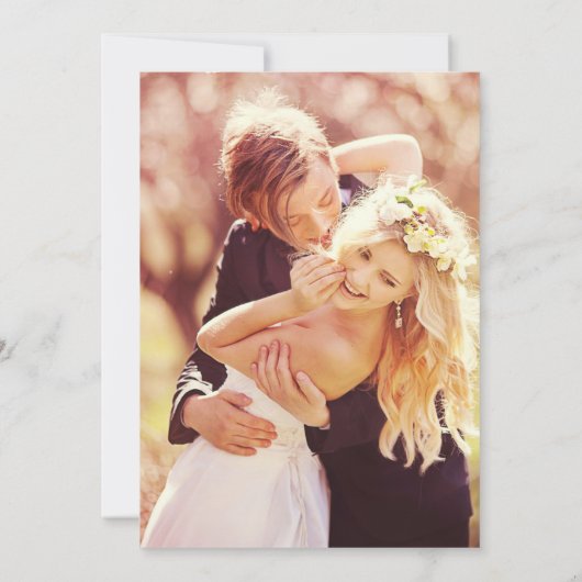 Eenvoudige Elegant Gold Minimal Script Weduwfoto I Kaart (Achterkant)