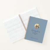Eenvoudige Elegant Gold Monogram Dusty Blue Notitieboek (Binnen)