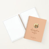 Eenvoudige Elegant Gold Monogram Peach-zakboekje Notitieboek (Binnen)