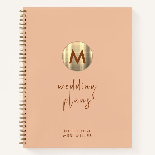 Eenvoudige Elegant Gold Monogram Weddenschap Plann Notitieboek (Voorkant)