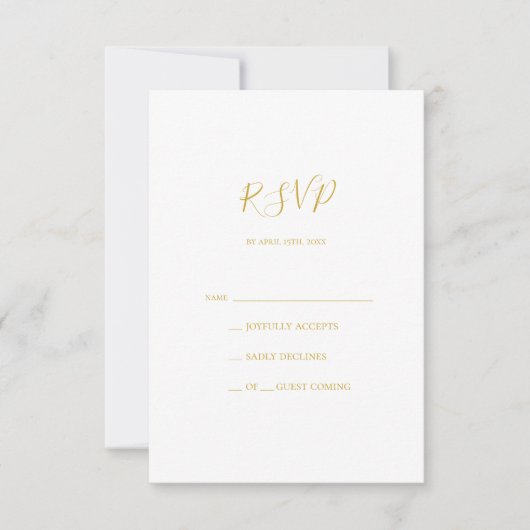 Eenvoudige Elegant Gold RSVP-kaart RSVP Kaartje (Voorkant)