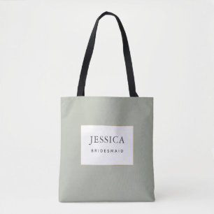Eenvoudige Elegant Gold Sage Green Bridesmaid Canv Tote Bag