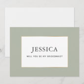 Eenvoudige Elegant Gold Sage Green Bridesmaid-kaar Save The Date (Voorkant / Achterkant)
