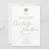 Eenvoudige Elegant Gold Script Photo Graduparty Kaart (Voorkant)
