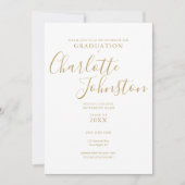 Eenvoudige Elegant Gold Script Photo Graduparty Kaart (Voorkant)