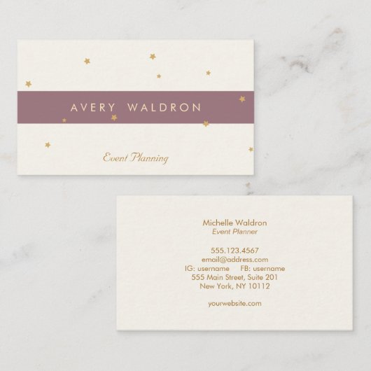 Eenvoudige Elegant Gold Star-scanner — wit Visitekaartje (Voorkant / Achterkant)