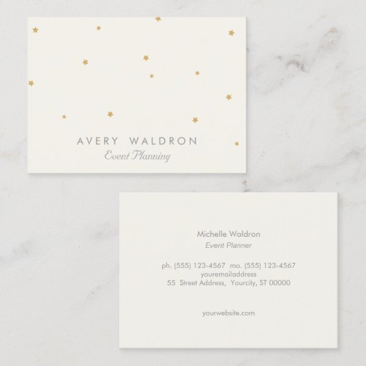 Eenvoudige Elegant Gold Star-scanner — wit Visitekaartje (Voorkant / Achterkant)