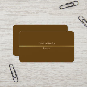 Eenvoudige Elegant Gold Stripe Lawyer Brown Visitekaartje