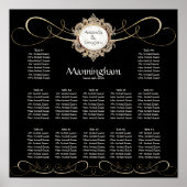 Eenvoudige Elegant Gold Swirl Black Weddenschap Poster (Voorkant)