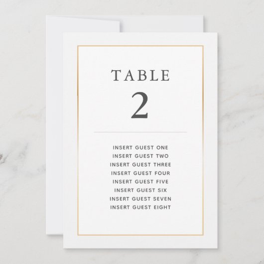 Eenvoudige Elegant Gold Table Twee Aangepaste Kaar Kaart (Voorkant)