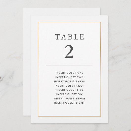 Eenvoudige Elegant Gold Table Twee Aangepaste Kaar Kaart (Voorkant / Achterkant)