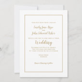 Eenvoudige Elegant Gold Typografie en Lijst Weddin Kaart (Voorkant)