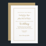 Eenvoudige Elegant Gold Typografie en Lijst Weddin Kaart<br><div class="desc">Minimalistisch huwelijksontwerp met gouden typografie en lijst met gemakkelijk gepersonaliseerde tekst,  en het goud gaat achteruit. De achtergrond- en tekstkleuren kunnen worden gewijzigd als u dat wenst.</div>