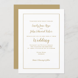 Eenvoudige Elegant Gold Typografie en Lijst Weddin Kaart