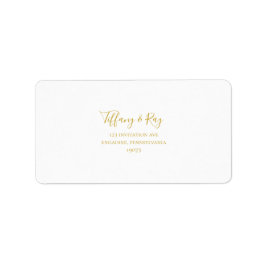 Eenvoudige Elegant Gold Wedding RSVP-Adresetikette Etiket