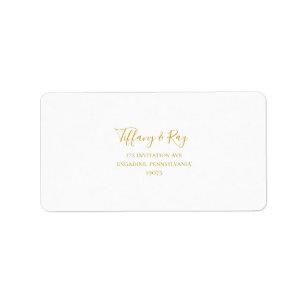 Eenvoudige Elegant Gold Wedding RSVP-Adresetikette Etiket