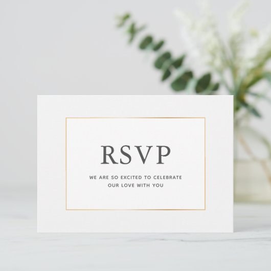 Eenvoudige Elegant Gold Wedding RSVP-kaart Save The Date (Staand voorkant)