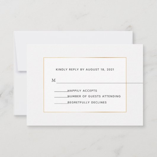 Eenvoudige Elegant Gold Wedding RSVP-kaart Save The Date (Achterkant)
