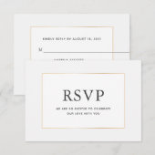 Eenvoudige Elegant Gold Wedding RSVP-kaart Save The Date (Voorkant / Achterkant)