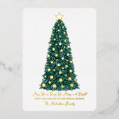 Eenvoudige Elegant Gold White-kerstboom Folie Holi Folie Feestdagenkaart (Voorkant)