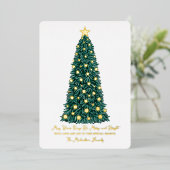 Eenvoudige Elegant Gold White-kerstboom Folie Holi Folie Feestdagenkaart (Staand Voorkant)