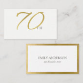 EENVOUDIGE ELEGANT GOLD WHITE TYPOGRAPHY 70 BIRTHD PLAATSKAARTJE (Voorkant / Achterkant)
