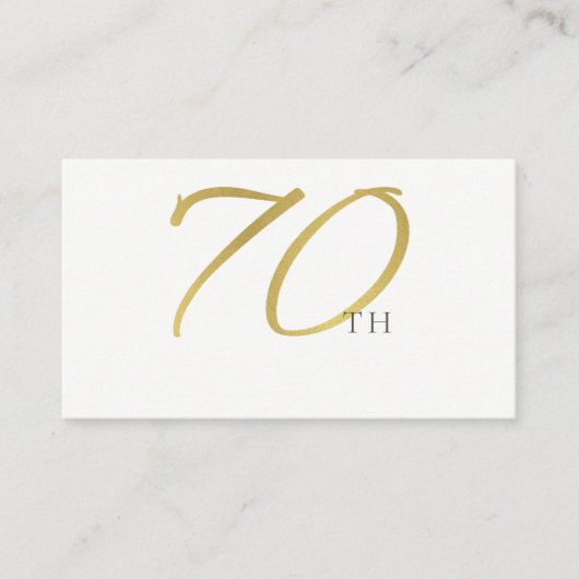 EENVOUDIGE ELEGANT GOLD WHITE TYPOGRAPHY 70 BIRTHD PLAATSKAARTJE (Voorkant)