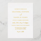 Eenvoudige Elegant Gold White Typography Wedding Folie Uitnodiging (Voorkant)