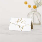 Eenvoudige Elegant Golden Initialen Weddenschap Plaatskaartje (Voorkant)