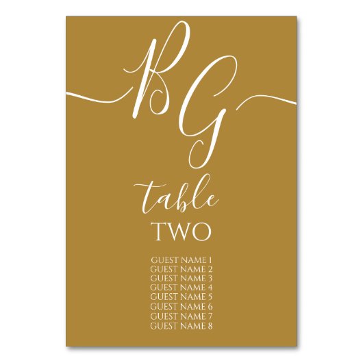 Eenvoudige Elegant Golden Initialen Wedding Guest  Kaart (Voorkant)