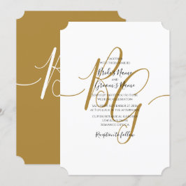 Eenvoudige Elegant Golden Initialen Wedding Invita Kaart