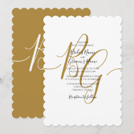 Eenvoudige Elegant Golden Initialen Wedding Invita Kaart
