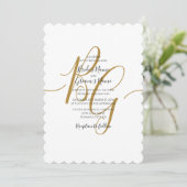 Eenvoudige Elegant Golden Initialen Wedding Invita Kaart (Staand voorkant)