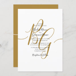 Eenvoudige Elegant Golden Initialen Wedding Invita Kaart