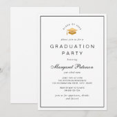 Eenvoudige Elegant Goud Afstudeerder Pet Graduatio Kaart (Voorkant / Achterkant)