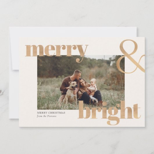Eenvoudige Elegant Gouden Foto Lijst Kerst Kaart (Voorkant)
