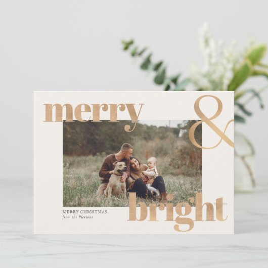 Eenvoudige Elegant Gouden Foto Lijst Kerst Kaart (Staand voorkant)