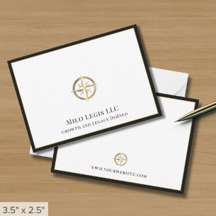 Eenvoudige Elegant Gouden Kompas Logo Notitiekaartje