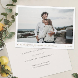 Eenvoudige Elegant Gouden Typografie Foto Sla de D Save The Date
