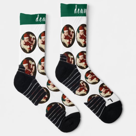 Eenvoudige Elegant Grappige Kerstfoto Sokken (Rechts)