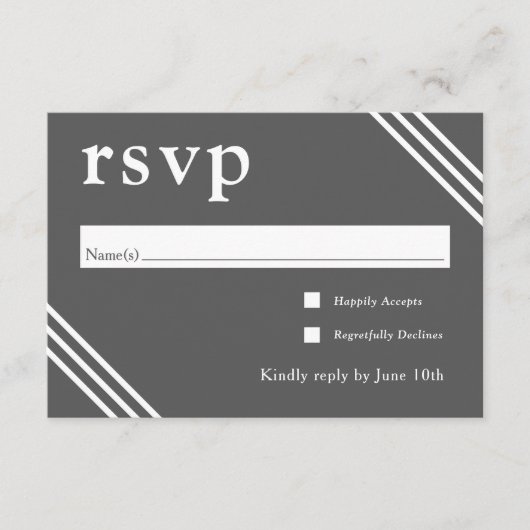 Eenvoudige Elegant Gray Wedding RSVP Informatiekaartje (Voorkant)