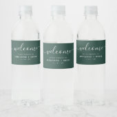 Eenvoudige Elegant Green and White Wedding Water B Waterfles Etiket (Flessen)