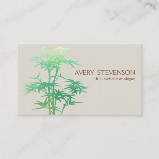 Eenvoudige Elegant Green Bamboo Natuur Health Spa Visitekaartje (Voorkant)