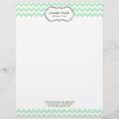 Eenvoudige Elegant Green Chevron Zigzag Gepersonaliseerd Briefhoofd (Voorkant)